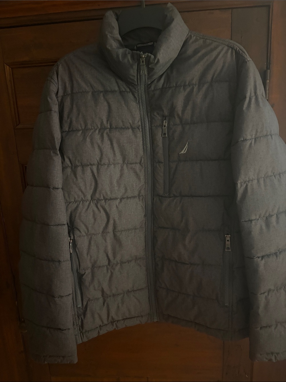 Nautica Men's Heather Gray Quilted Puffer Jacket